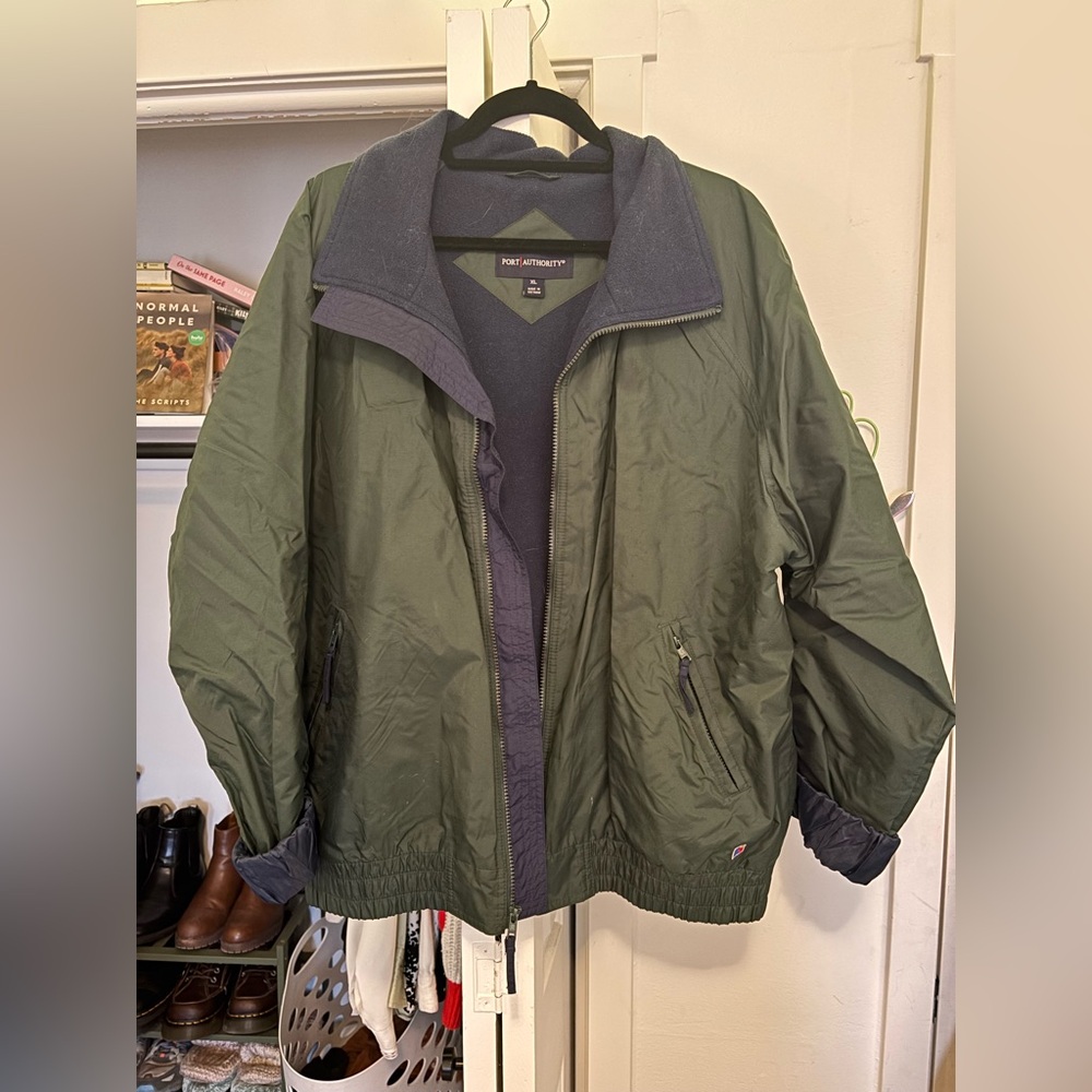 Port Authority Men's Green and Navy Windbreaker